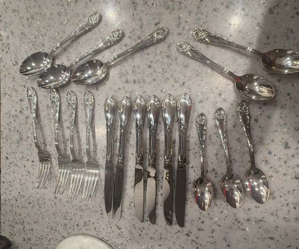 Gorham Stainless Flatware Set Ornate Floral Pattern Silverware Lot